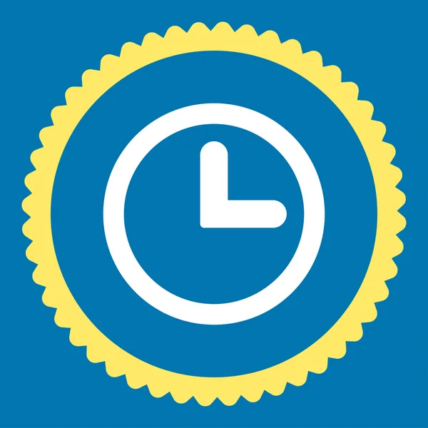 Reloj plano amarillo y blanco colores redondo sello icono —  Fotos de Stock