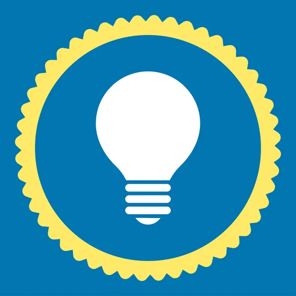 Электрическая лампочка плоского желтого и белого цветов круглая марка значок — стоковое фото