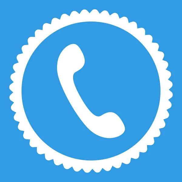 Teléfono plano de color blanco icono de sello redondo —  Fotos de Stock