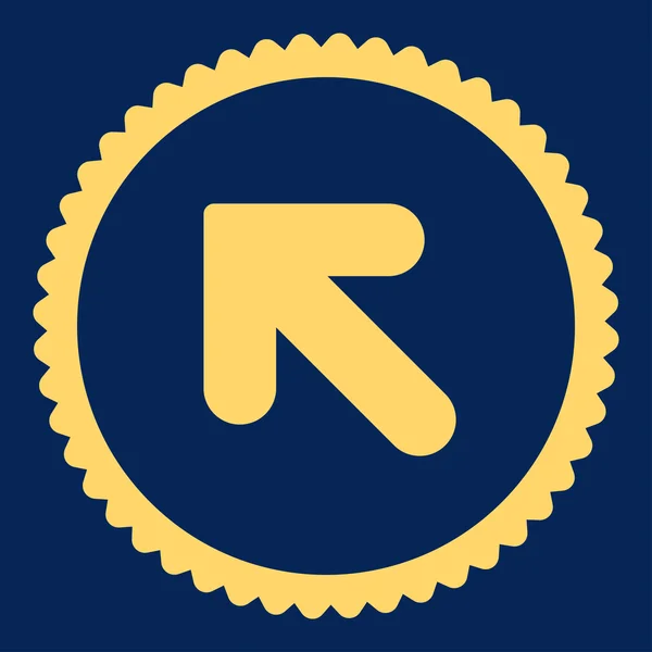 Pil upp vänster platt gul färg rund stämpel ikonen — Stockfoto