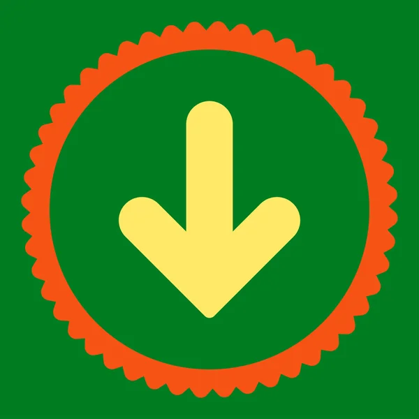 Arrow Down flat orange and yellow colors round stamp icon — Stock Photo, Image