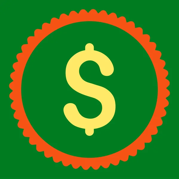 Dollar flat orange and yellow colors round stamp icon — Stock Photo, Image