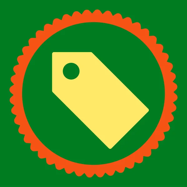 Label plat oranje en gele kleuren ronde stempel pictogram — Stockfoto