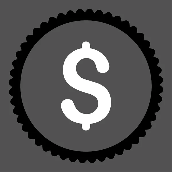Dollár-lapos fekete és fehér színek kerek bélyegző ikon — Stock Fotó