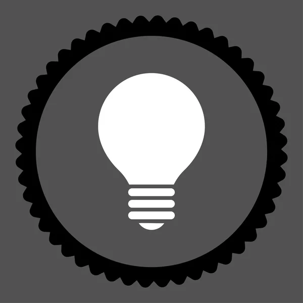 Elektrisk glödlampa platt svart och vitt färger rund stämpel-ikonen — Stockfoto