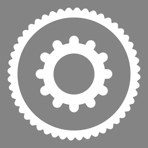 Gear flat white color round stamp icon — Stock Photo, Image