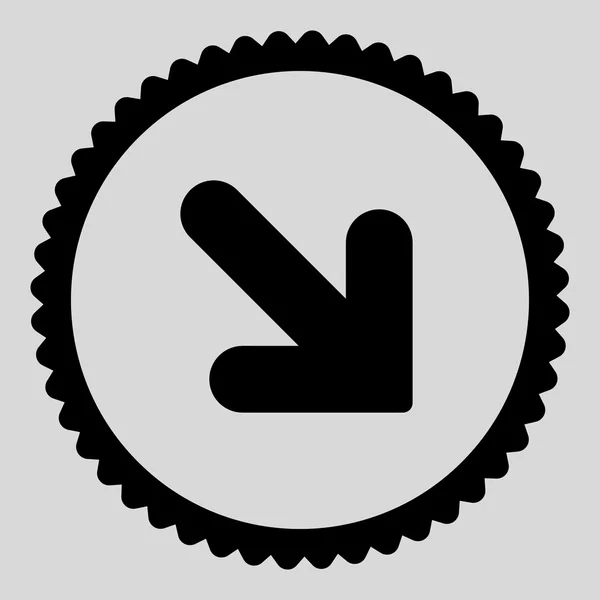 Freccia Giù Destra piatta colore nero rotondo timbro icona — Foto Stock