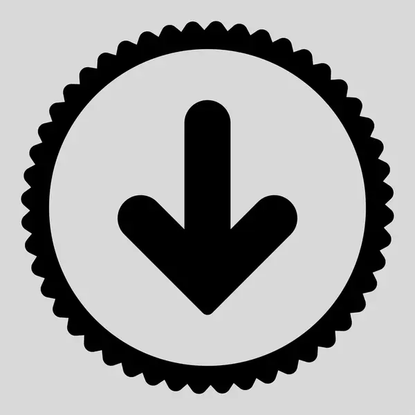 Flecha Abajo plano de color negro redondo icono de sello —  Fotos de Stock