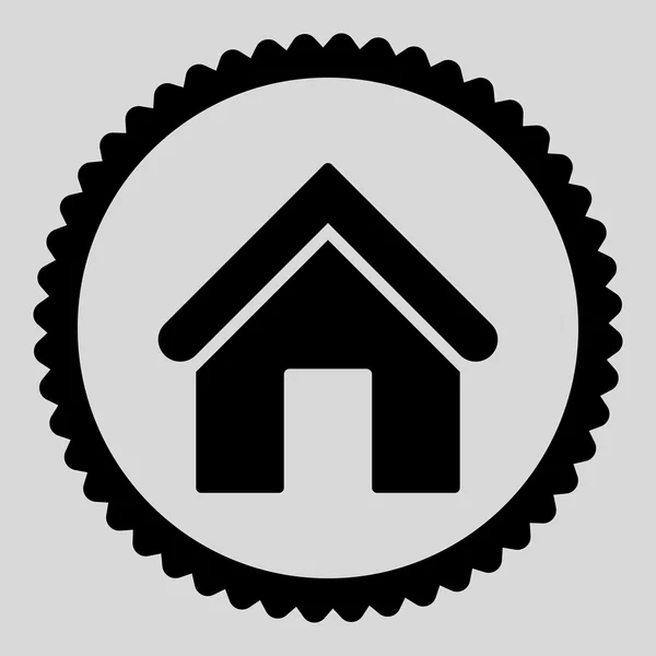 Ev düz siyah renkli yuvarlak damga simgesi — Stok fotoğraf