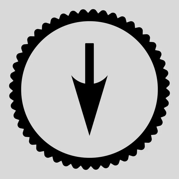 Sharp Down Arrow flat black color round stamp icon — Stock Photo, Image