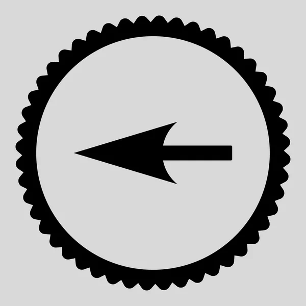 Flecha izquierda aguda plana de color negro icono de sello redondo —  Fotos de Stock