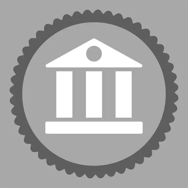은행 평면 어두운 회색과 흰색 색상 라운드 스탬프 아이콘 — 스톡 사진