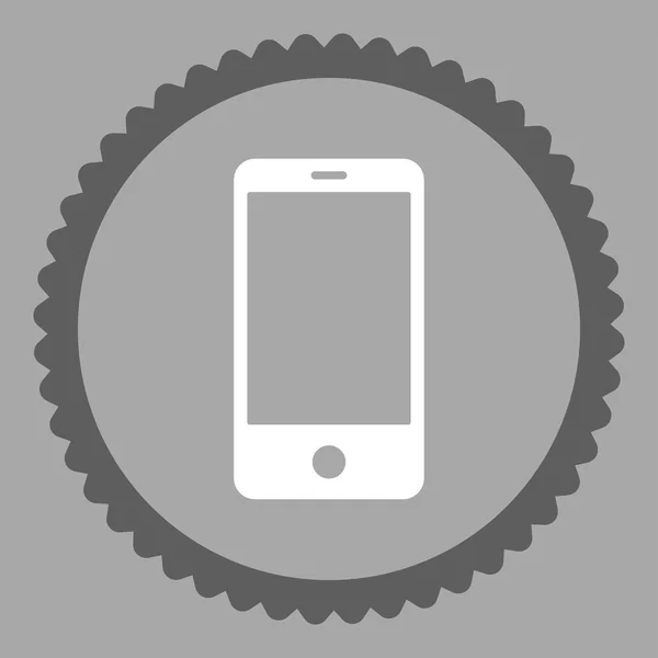 Smartphone plochý tmavě šedé a bílé barvy kulaté razítko ikonu — Stock fotografie