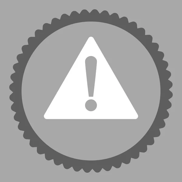 警告フラット暗い灰色と白の色丸スタンプ アイコン — ストック写真