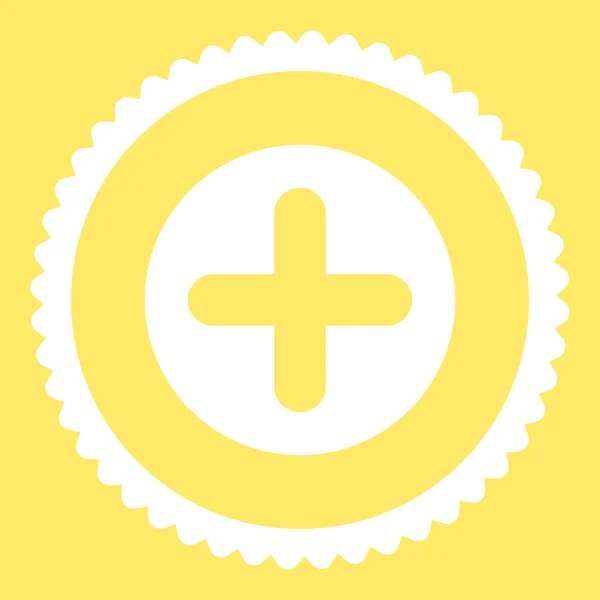 Create flat white color round stamp icon — Stock Photo, Image