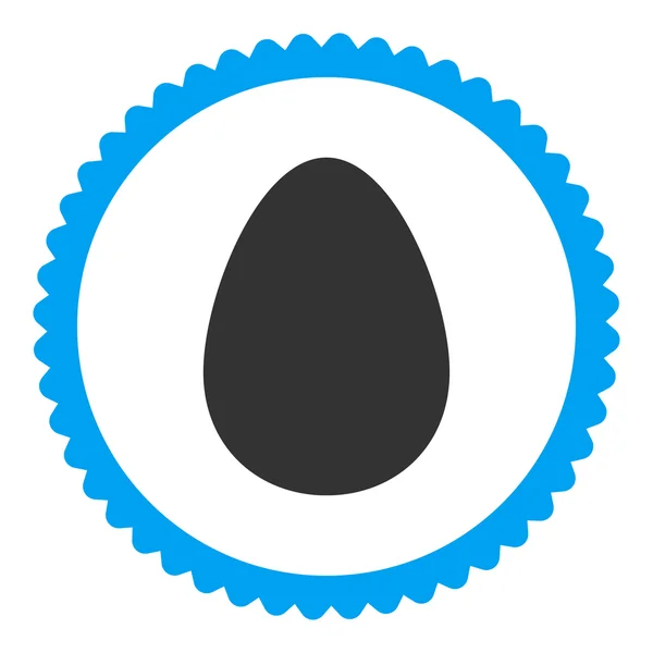 鸡蛋扁平蓝色和灰色圆形邮票图标 — 图库照片