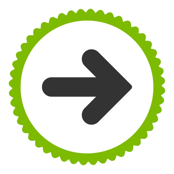 Flecha derecha plana eco verde y gris colores ronda sello icono —  Fotos de Stock