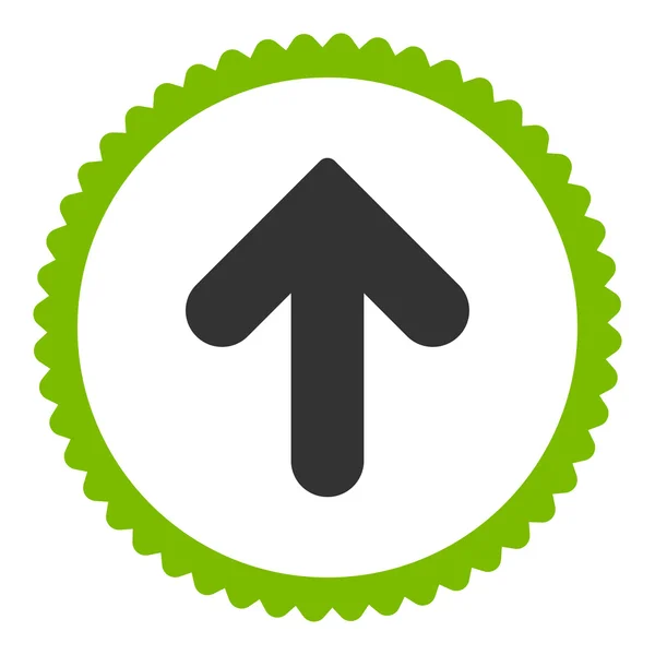 Pfeil nach oben flache grüne und graue Farben runde Briefmarkensymbol — Stockfoto