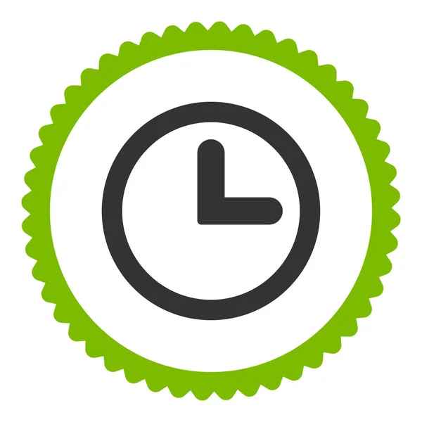 时钟平面生态绿色和灰色圆形邮票图标 — 图库照片