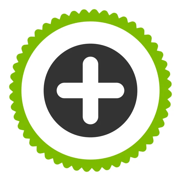 Создайте плоский эко-зеленый и зеленый цвета вокруг значка марки — стоковое фото