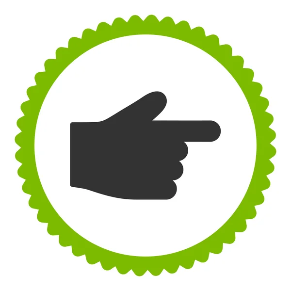 Index Finger flat eco green and gray colors round stamp icon — Stock Photo, Image