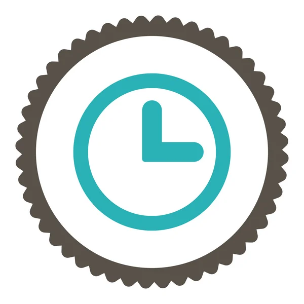 时钟平面灰色和青色圆形邮票图标 — 图库照片