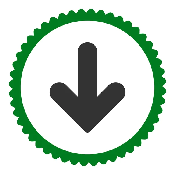 Pijl omlaag plat groen en grijze kleuren ronde stempel pictogram — Stockfoto