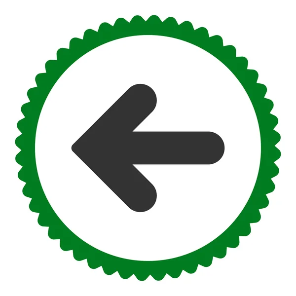 Pfeil links flache grüne und graue Farben rundes Stempelsymbol — Stockfoto