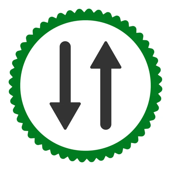 Pfeile tauschen vertikale flache grüne und graue Farben aus, rundes Stempelsymbol — Stockfoto