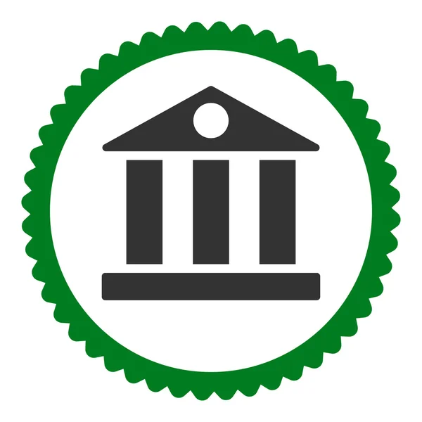 銀行のフラット緑とグレーの色丸スタンプ アイコン — ストック写真