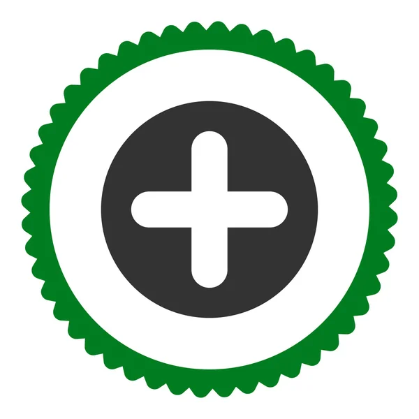 스탬프 아이콘 라운드 플랫 녹색과 회색 색상 만들기 — 스톡 사진