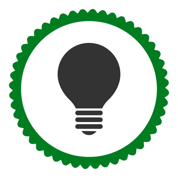 전기 전구 평면 녹색과 회색 색상 라운드 스탬프 아이콘 — 스톡 사진