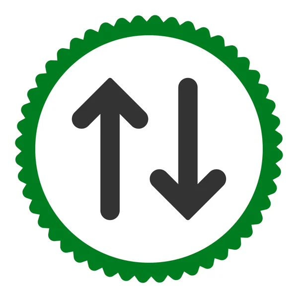 Flip flachen grünen und grauen Farben runden Stempel Symbol — Stockfoto