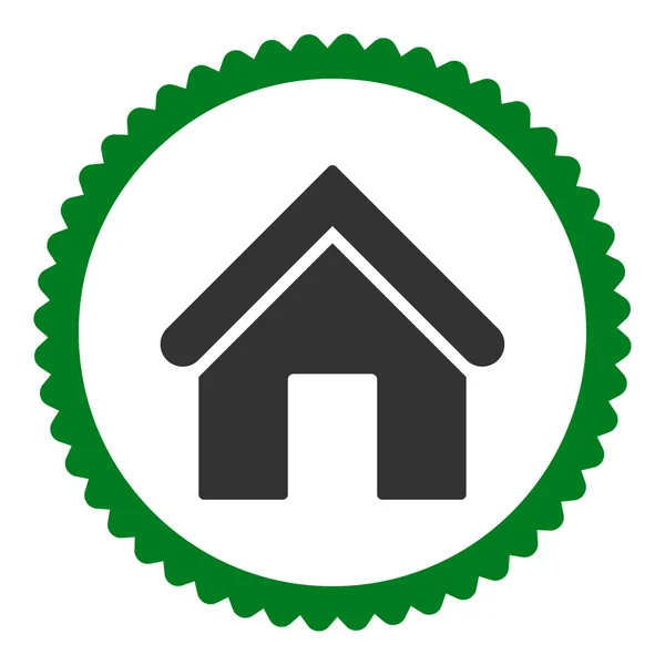 Huis platte groene en grijze kleuren ronde stempel pictogram — Stockfoto