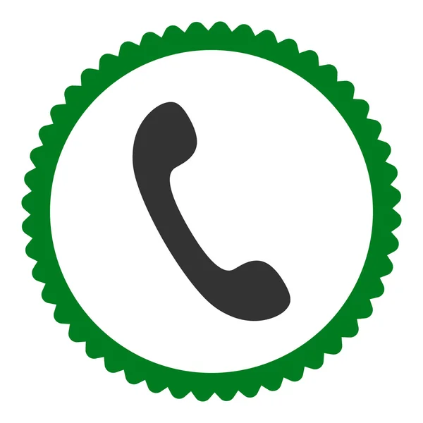 Telefono piatto verde e grigio colori icona timbro rotondo — Foto Stock
