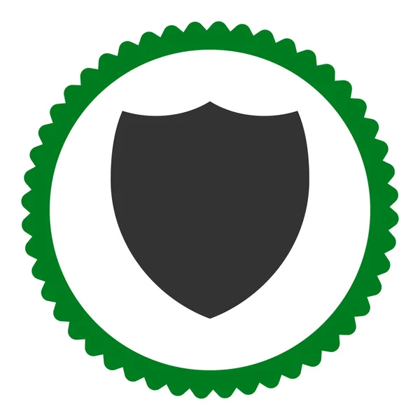Escudo plana verde e cinza cores redondas ícone carimbo — Fotografia de Stock