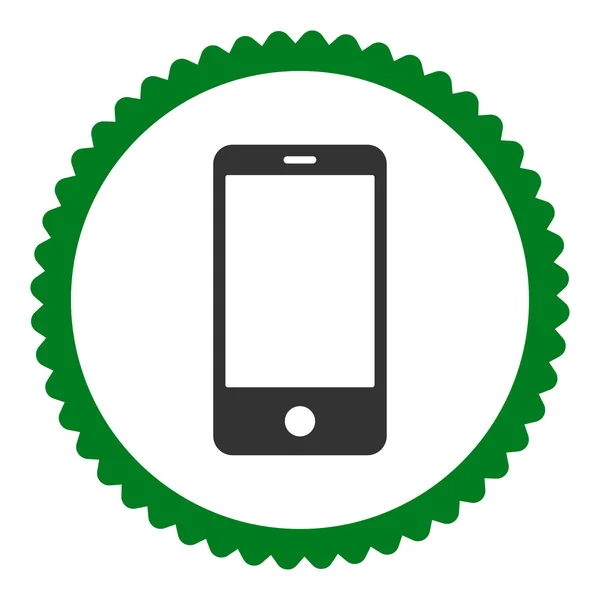 Smartphone plana verde y gris colores ronda sello icono —  Fotos de Stock