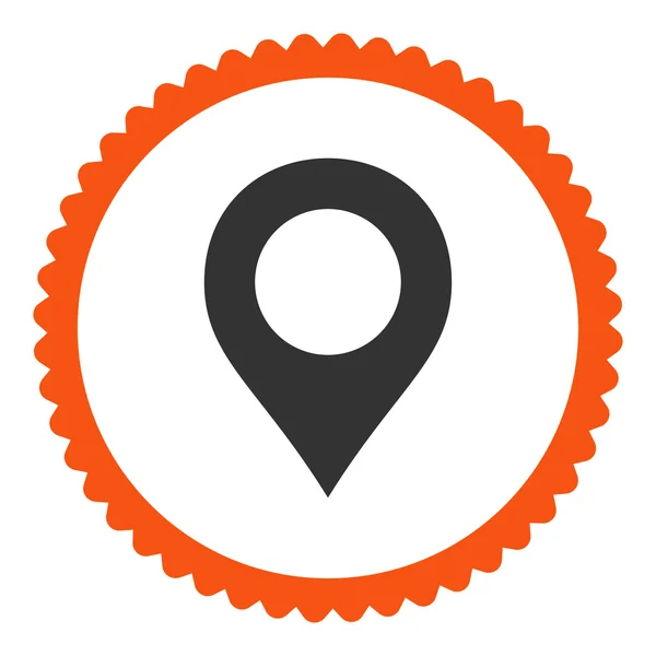 地图标记平面橙色和灰色圆形邮票图标 — 图库照片