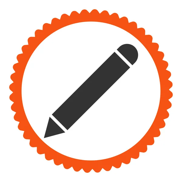 Pencil flat orange and gray colors round stamp icon — Stock Photo, Image