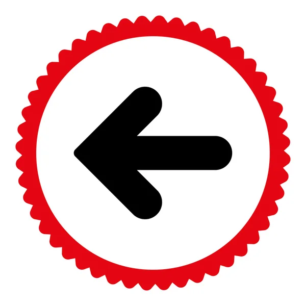 矢印左フラット集中的な赤と黒の色丸スタンプ アイコン — ストック写真