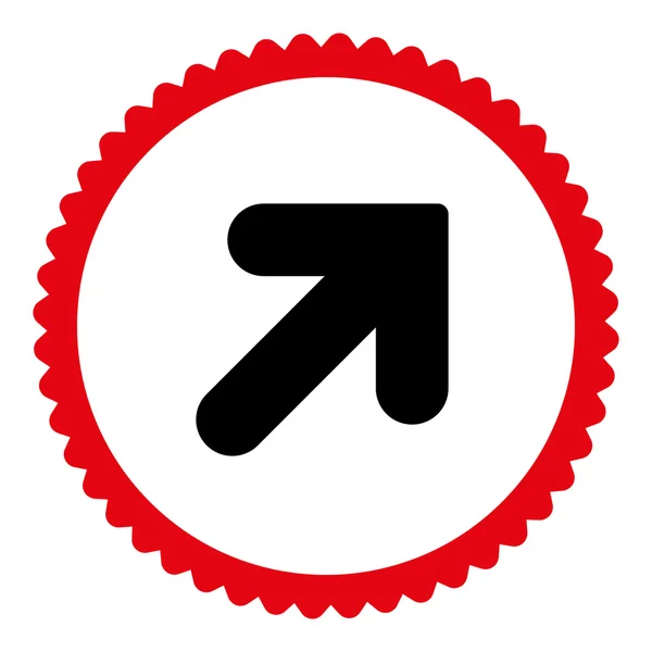 Pijl omhoog rechts plat intensieve rode en zwarte kleuren ronde stempel pictogram — Stockfoto
