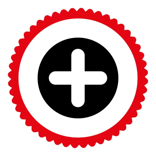 Plat intensieve rode en zwarte kleuren ronde stempel pictogram maken — Stockfoto