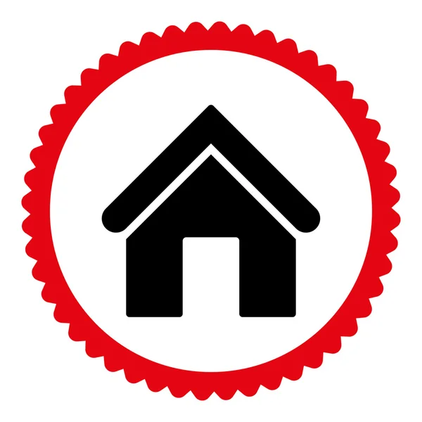Huis plat intensieve rode en zwarte kleuren ronde stempel pictogram — Stockfoto