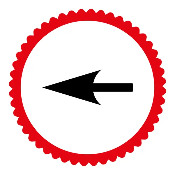 Flecha izquierda aguda plana intensivo rojo y negro colores redondo sello icono —  Fotos de Stock