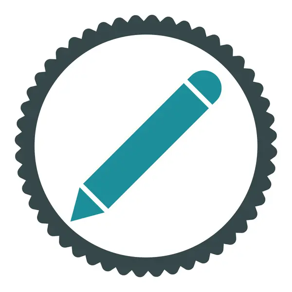 Ołówek miękki płaski kolory niebieski okrągły znaczek ikony — Zdjęcie stockowe