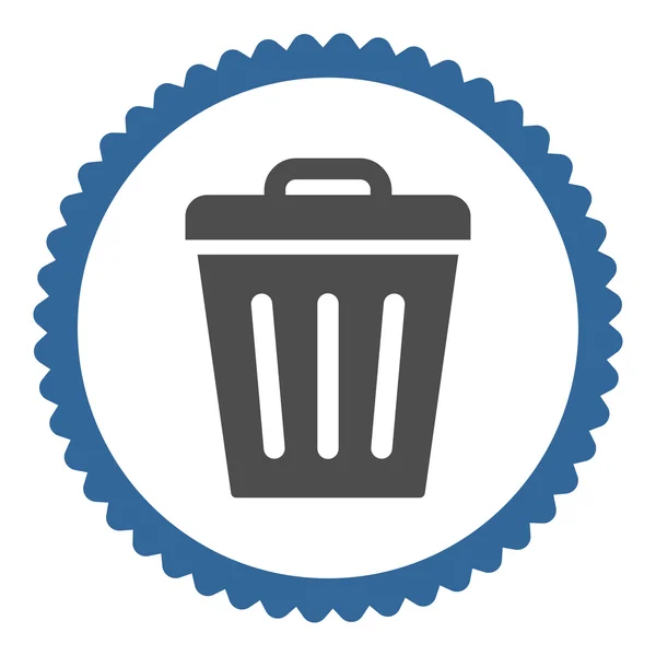 Trash Can flat cobalt and gray colors round stamp icon — Stock Photo, Image