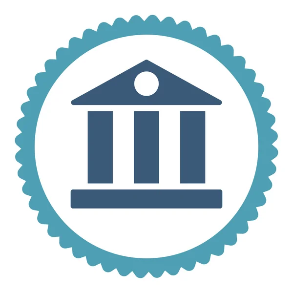 은행 플랫 사이안과 블루 색상 라운드 스탬프 아이콘 — 스톡 사진