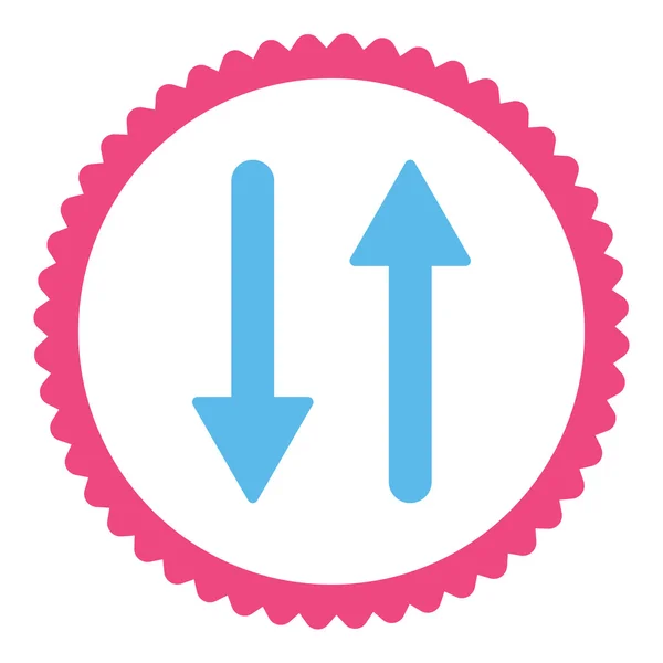 Pfeile tauschen vertikale flache rosa und blaue Farben rundes Stempelsymbol aus — Stockfoto