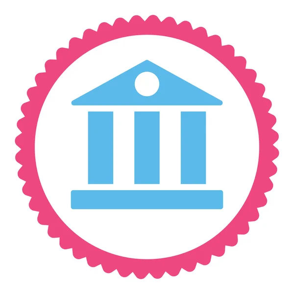银行平面粉红色和蓝色圆形邮票图标 — 图库照片