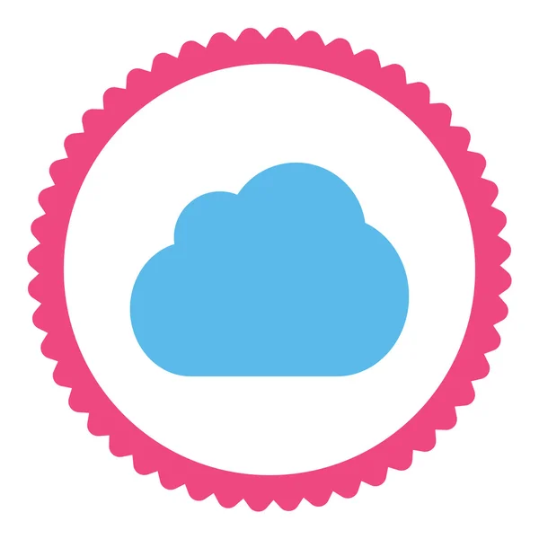 Σύννεφο επίπεδη ροζ και μπλε χρώματα στρογγυλή σφραγίδα εικονίδιο — Φωτογραφία Αρχείου